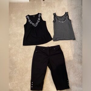White House Black Market Bundle 2 Medium Tops & Size 10 Cropped Pants